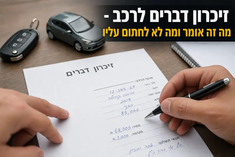 זיכרון דברים לרכב, מה זה אומר ומה לא לחתום עליו