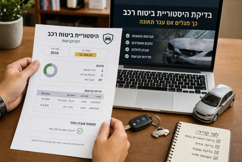 בדיקת היסטוריית ביטוח רכב, כך מגלים אם עבר תאונה