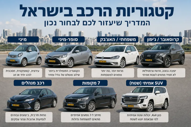 קטגוריות הרכב בישראל - המדריך שיעזור לכם לבחור נכון