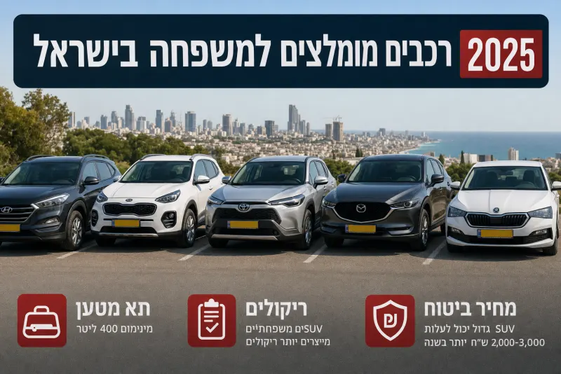 רכבים מומלצים למשפחה בישראל 2025